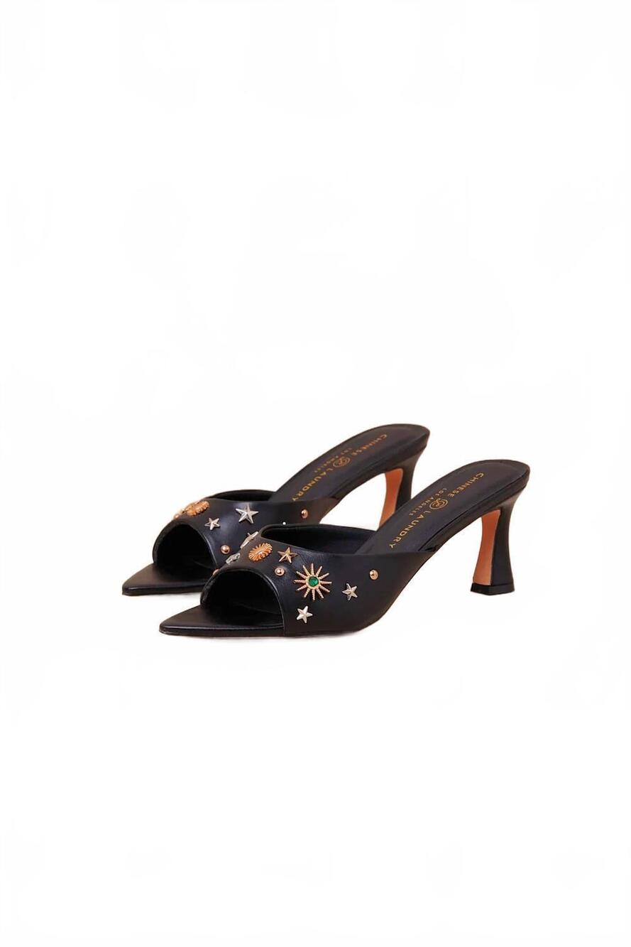 NEW CHINESE LAUNDRY women's yarah studded heel slide sandals in black